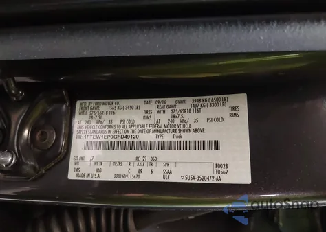 2016 Ford F-150 Xlt z USA, uszkodzony, nr VIN 1FTEW1EP0GFD49120